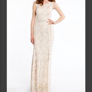 Floral Lace Ivory prom dress